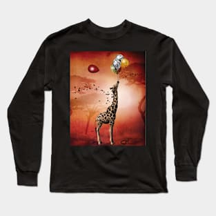 The Giraffe Travels Through Africa With Her Animal Skin Balloons Long Sleeve T-Shirt